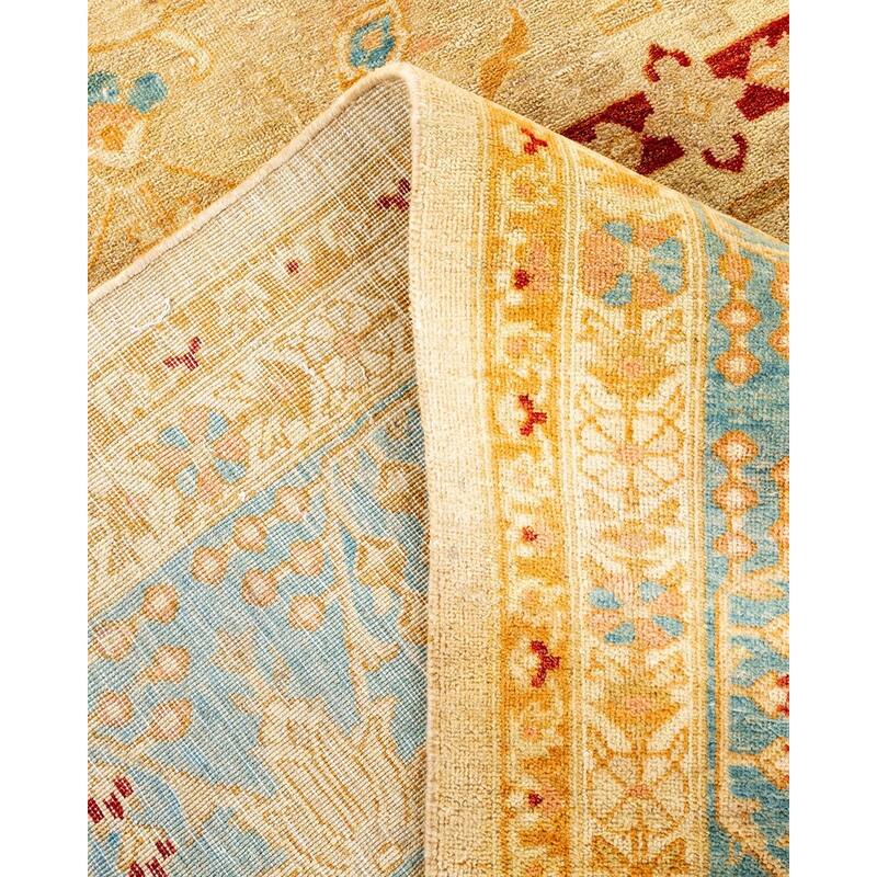 Overton Hand Knotted Wool Vintage Inspired Traditional Ottoman Beige Area Rug - 9' 2" x 11' 6"