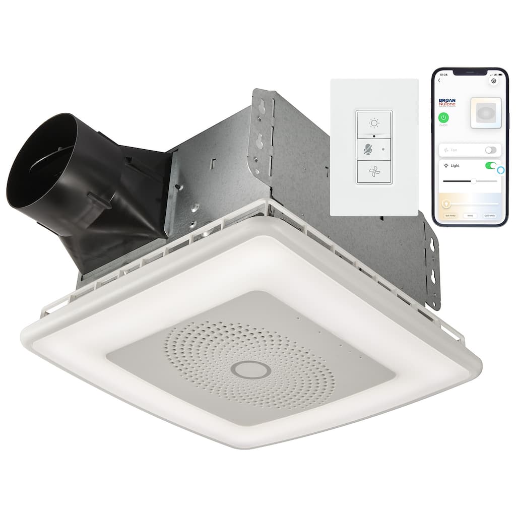 Broan VC110CCT 110 CFM 1.5 Sone Ceiling Mounted Voice Control Bath Fan