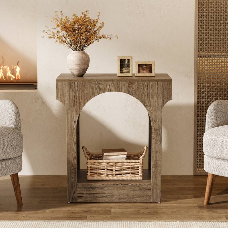 2 Tier Wood End Side Table with Storage Space for Living Room / Bedroom