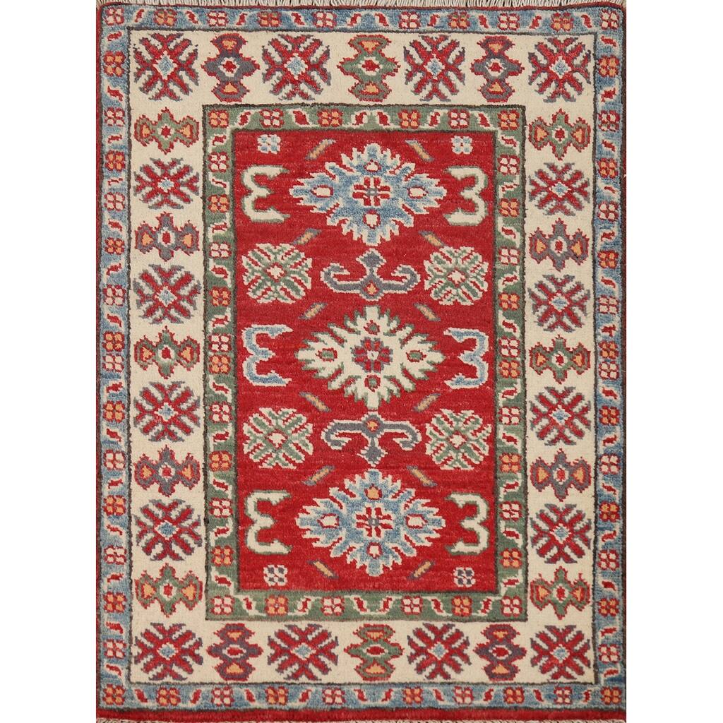 Traditional Kazak Oriental Foyer Rug Handmade Red Wool Carpet - 2'0"x 3'0"