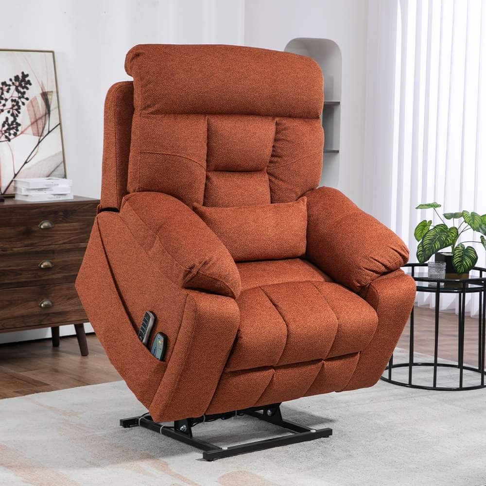Upgraded Flagship 4-Motor Independent Control Oversized 180° Lay Flat Chenille Power Lift Recliner Chair