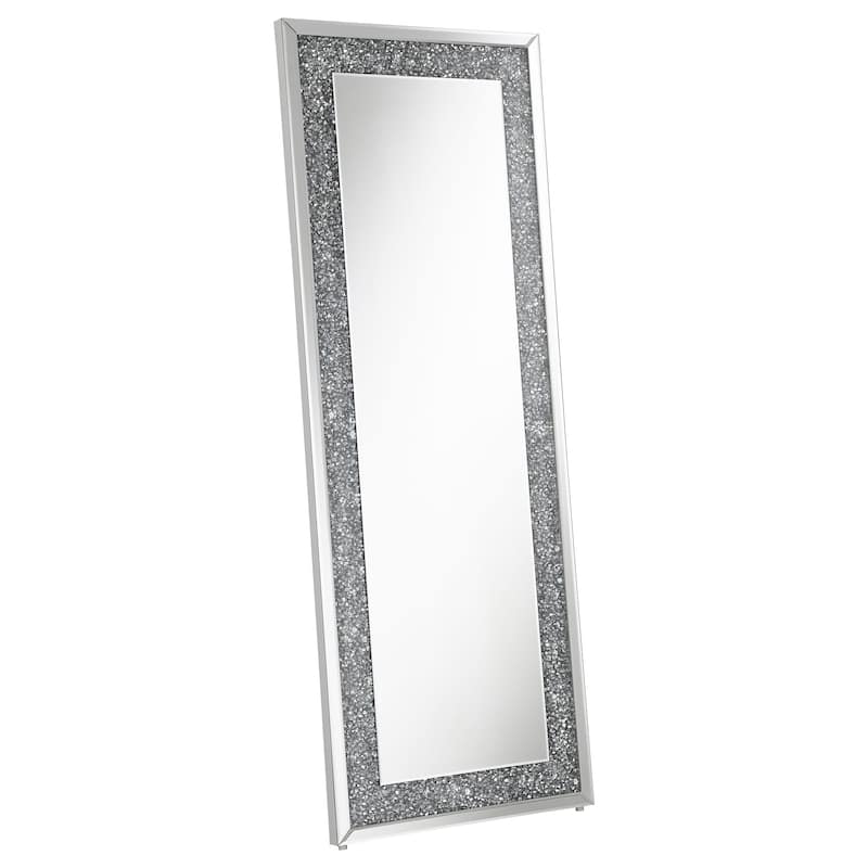 Valerie 24 x 63 Inch Acrylic Crystal Floor Mirror Silver - Mirror