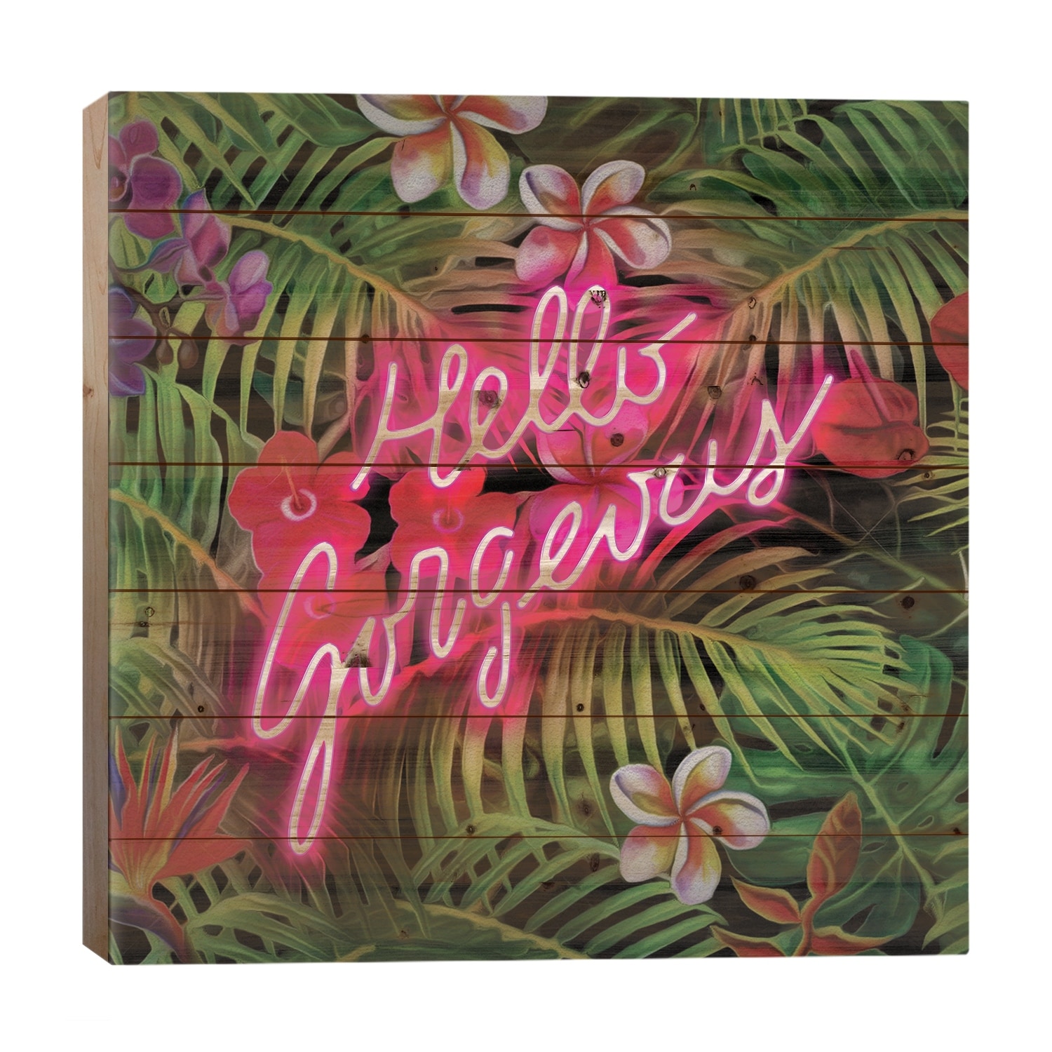 Hello Gorgeous Print On Wood by Frank Amoruso - Multi-Color