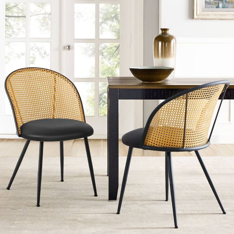 Modern Upholstered Rattan Dining Chairs Set of 2/4