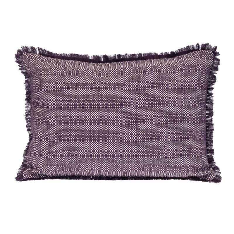 HomeRoots 14" X 20" Purple and White Striped Cotton Throw Pillow With Fringe