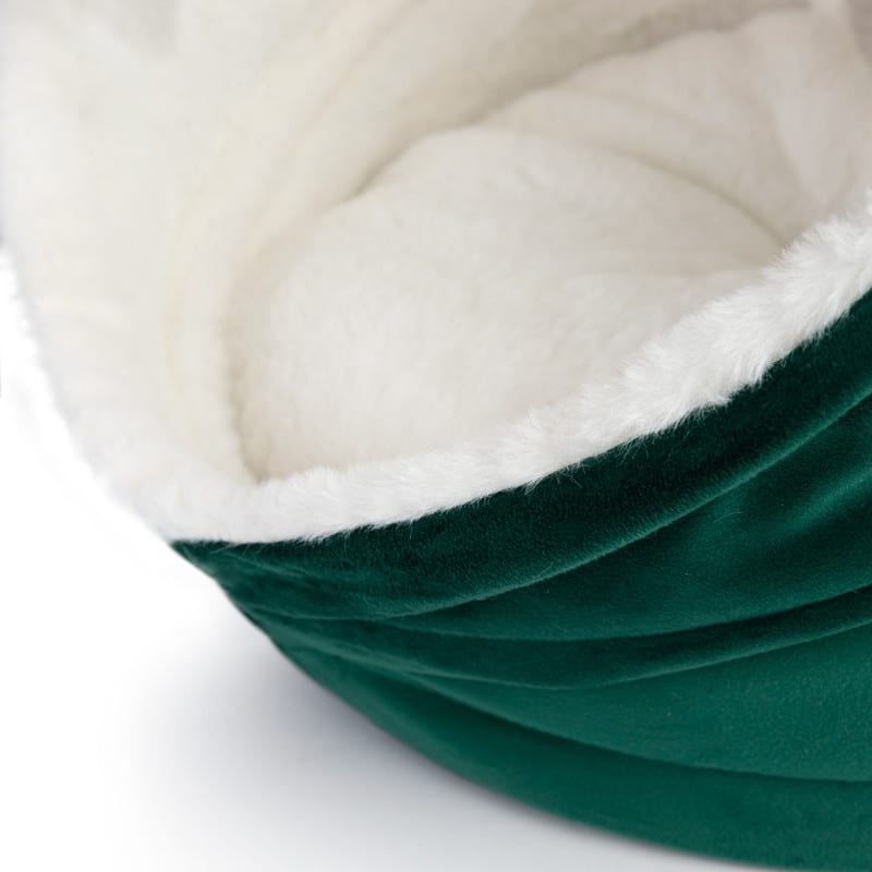 Cozy Cat House Velvet With Sherpa + Dangling Ball - 16"16"