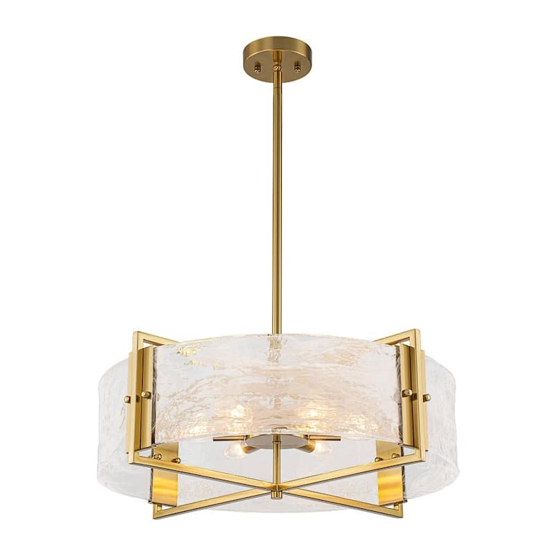 Modern Dining Room 6-Light Glazed Glass Drum Pendant Chandelier
