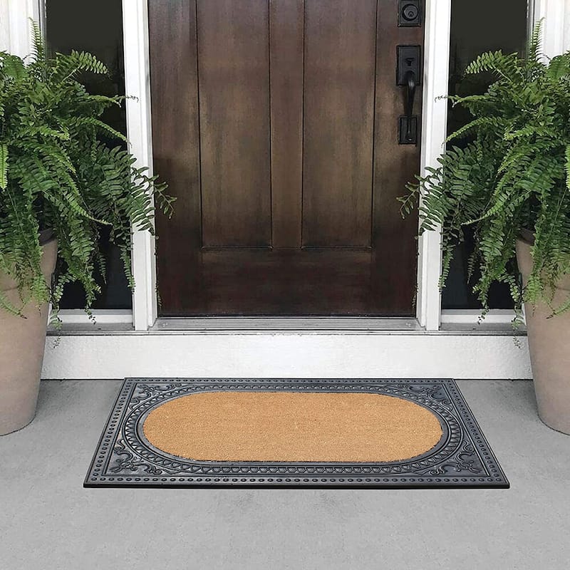 A1HC Natural Coir and Rubber Door Mat, Thick Durable Doormats for Indoor/Outdoor Entrance, Front Door Entry Doormat