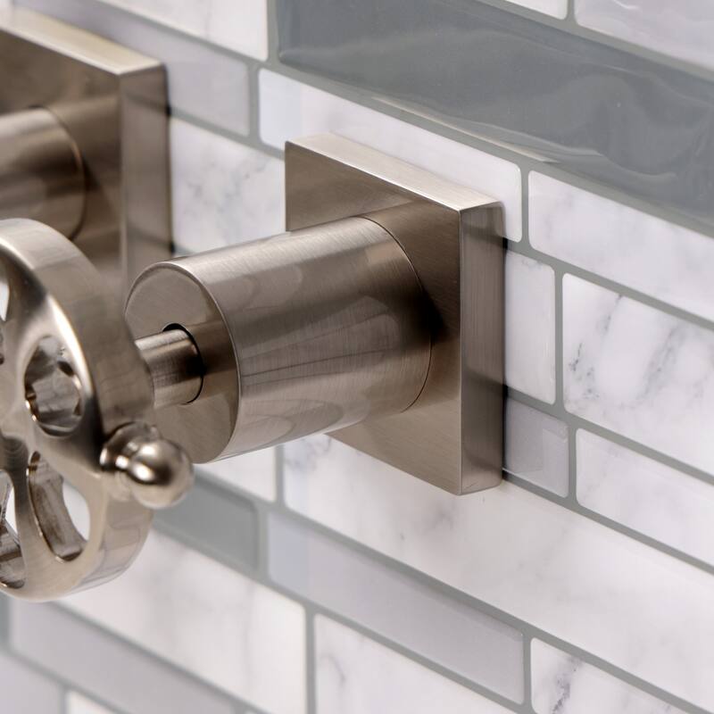 Belknap Two-Handle 3-Hole Wall Mount Bathroom Faucet in Polished Nickel
