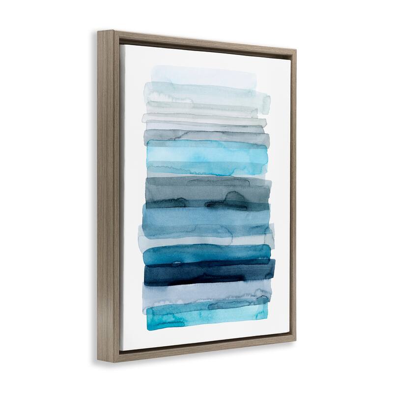 Stupell Water Inspired Blue Grey Ombre Abstract Lines Floater Frame