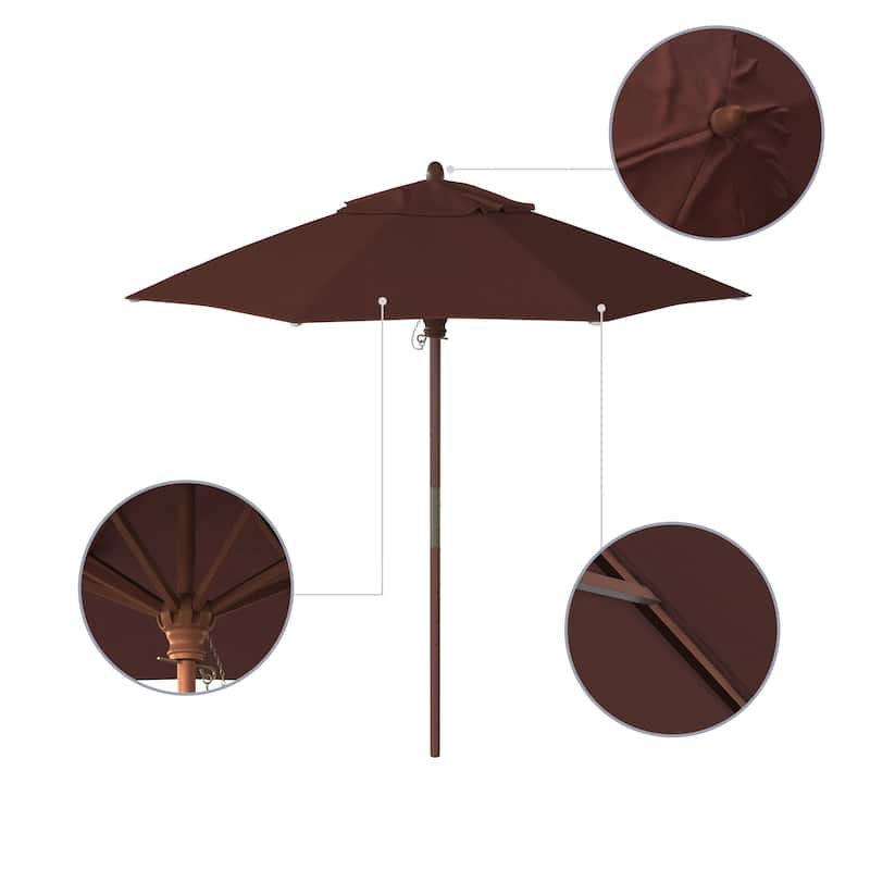 Port Lavaca 7.5ft Round Wood Umbrella by Havenside Home, Base Not Included
