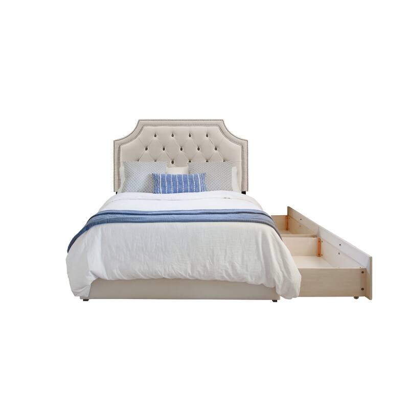 Aubrey "Mammoth" Upholstered Platform 2 Drawer Storage Bed