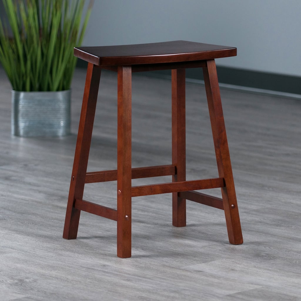 Katashi Fan Shape Counter Stool, Walnut - 23.7"H x 19.6"W x 14.4"D