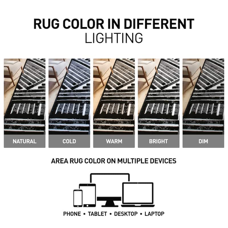 World Rug Gallery Contemporary Stripe Design Black / Gray / Ivory Area Rug