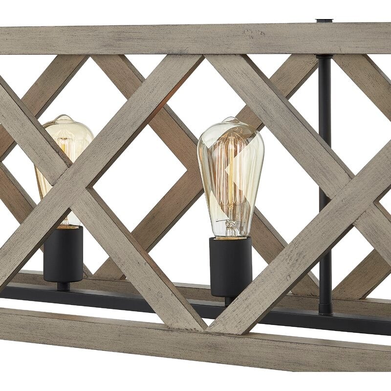 4 Light Anchor Grey Oak And Matte Black Pendant - 36"x9.85"x14"