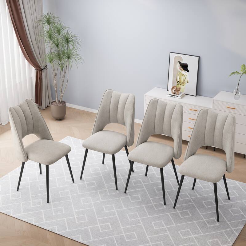 4-Chair Set Combination, Modern and Simple, With High Resilience Filling, Metal Legs, Adjustable Feet, Suitable
