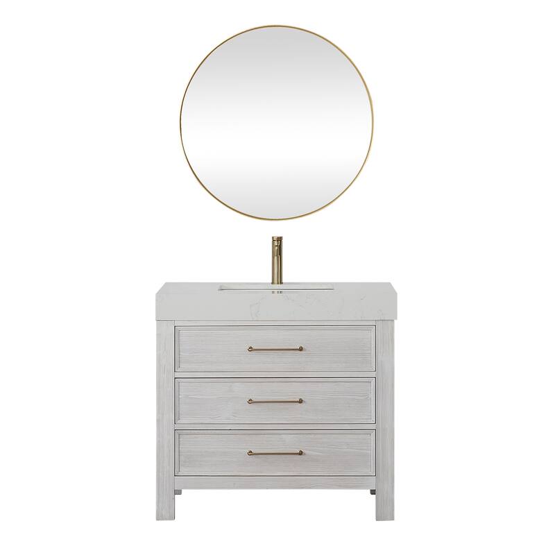 Leon 36 in. Single Bathroom Vanity with Composite Stone Top