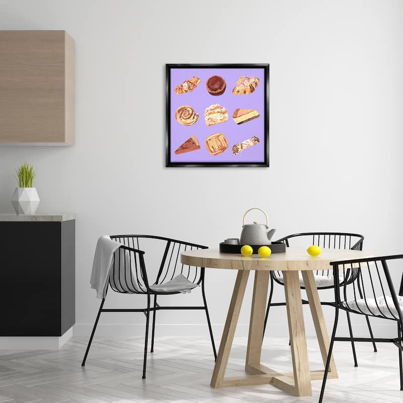 Stupell Delicious Pastries on Purple Framed Floater Canvas Wall Art Design By Melissa Wang