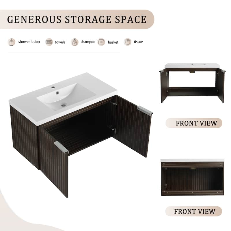 Beingnext 24"/30"/36" Bathroom Vanity with Sink, Floating Bathroom Vanity with 2 Soft Close Doors