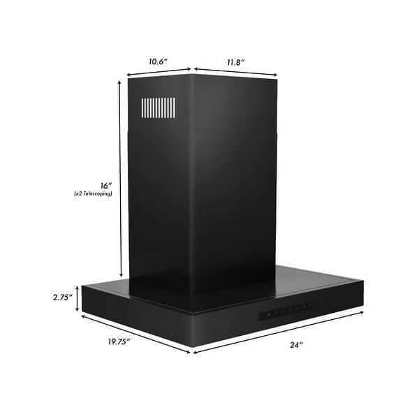ZLINE Black Stainless Convertible Vent Wall Mount Range Hood Bed Bath