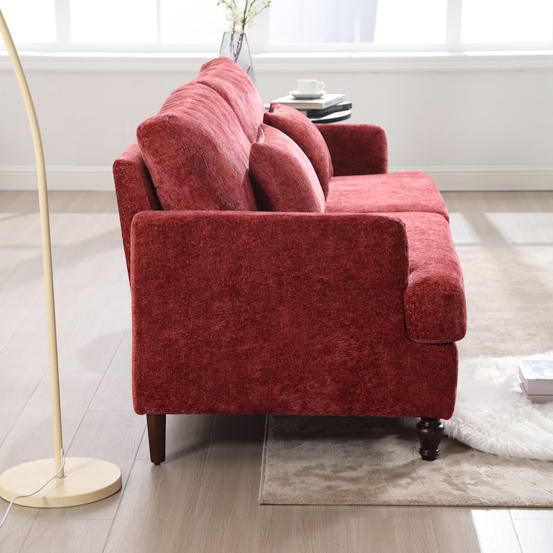 Red 68.9'' Chenille 2-Seater Sofa with Detachable Cushions