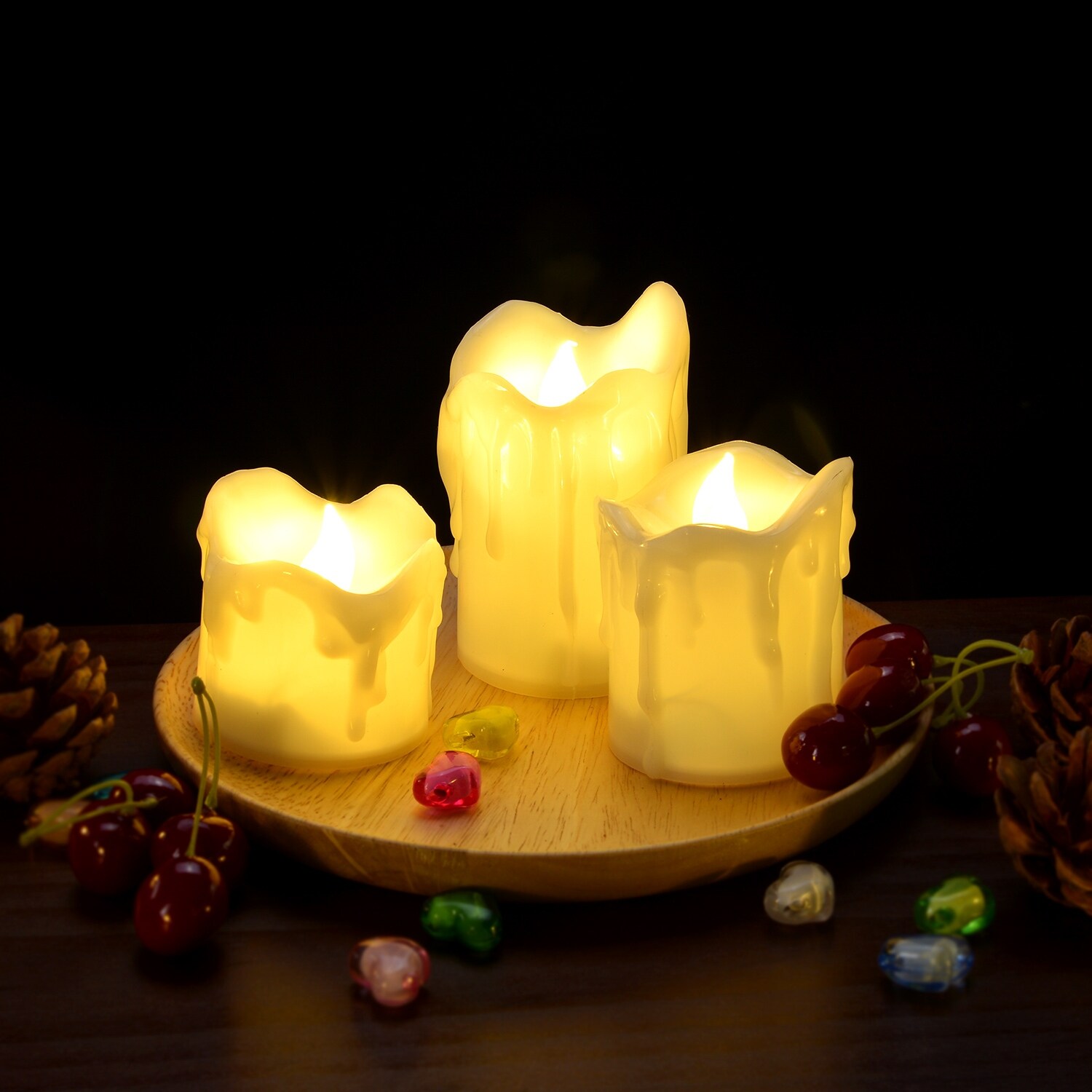 Shop 3pcs Set Led Flameless Candles Battery Operated Smokeless Wax