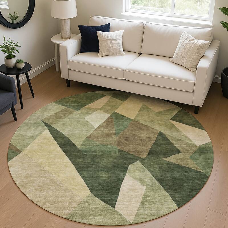 Machine Washable Indoor/ Outdoor Modern Queby Chantille Rug
