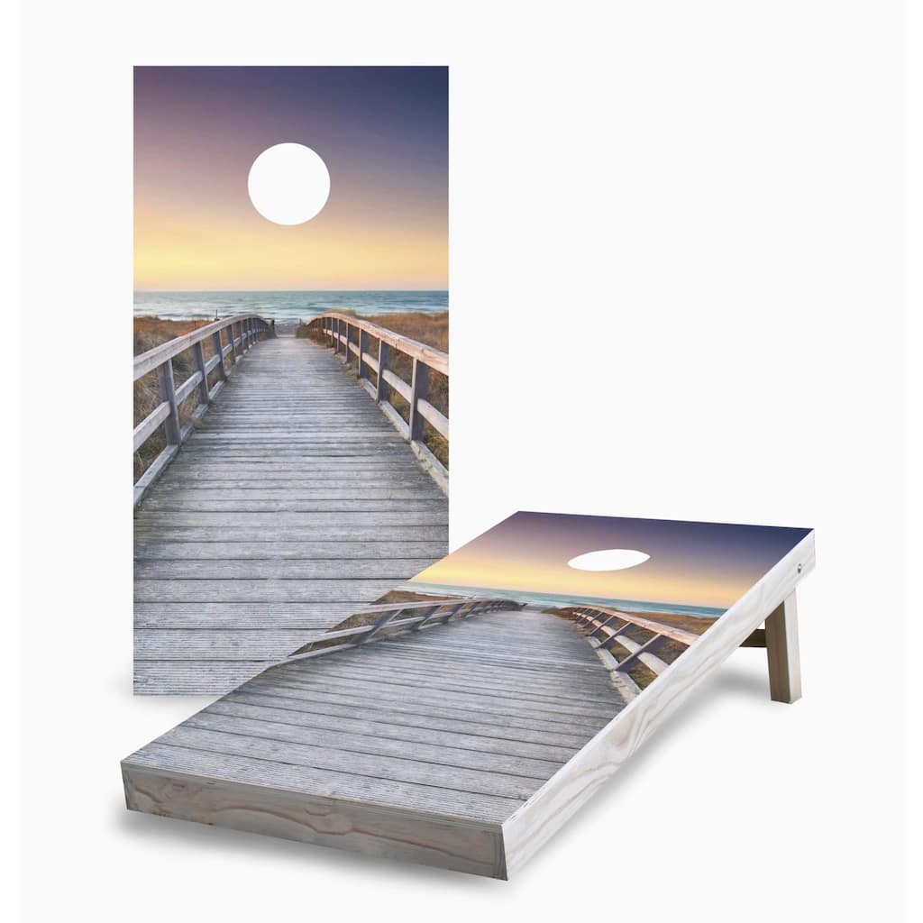Sunrise Beach Boardwalk Cornhole Game (Choose Wraps or Boards)