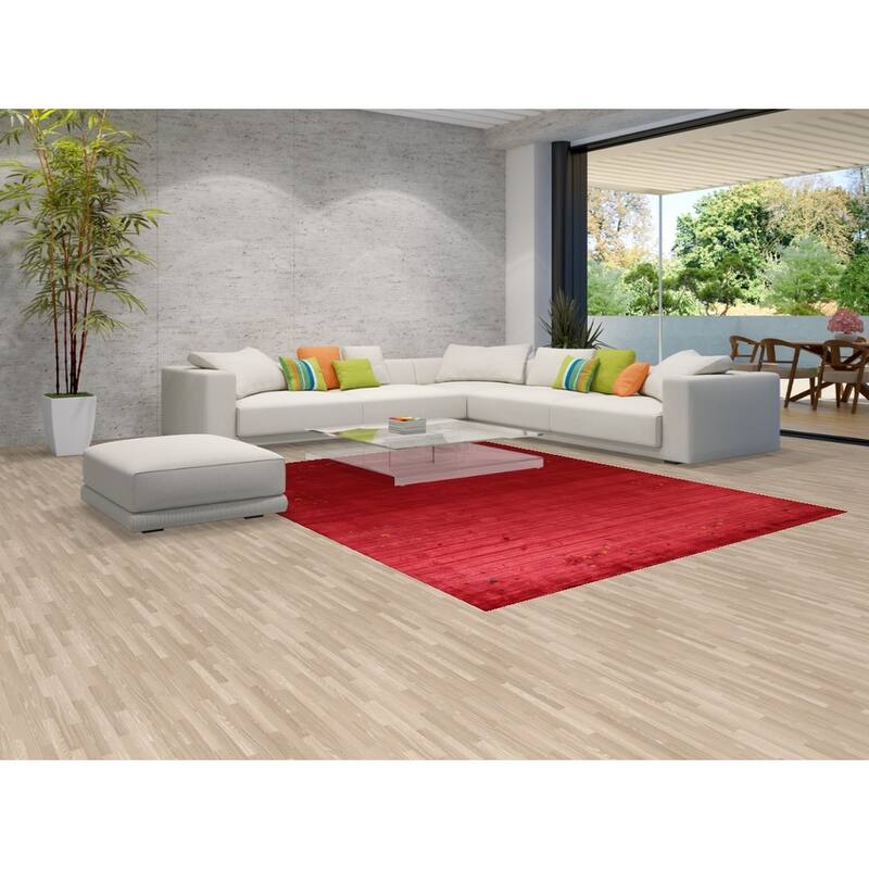 Tribal Red Gabbeh Indian Area Rug Handmade Silk Carpet - 7'10"x 9'8"