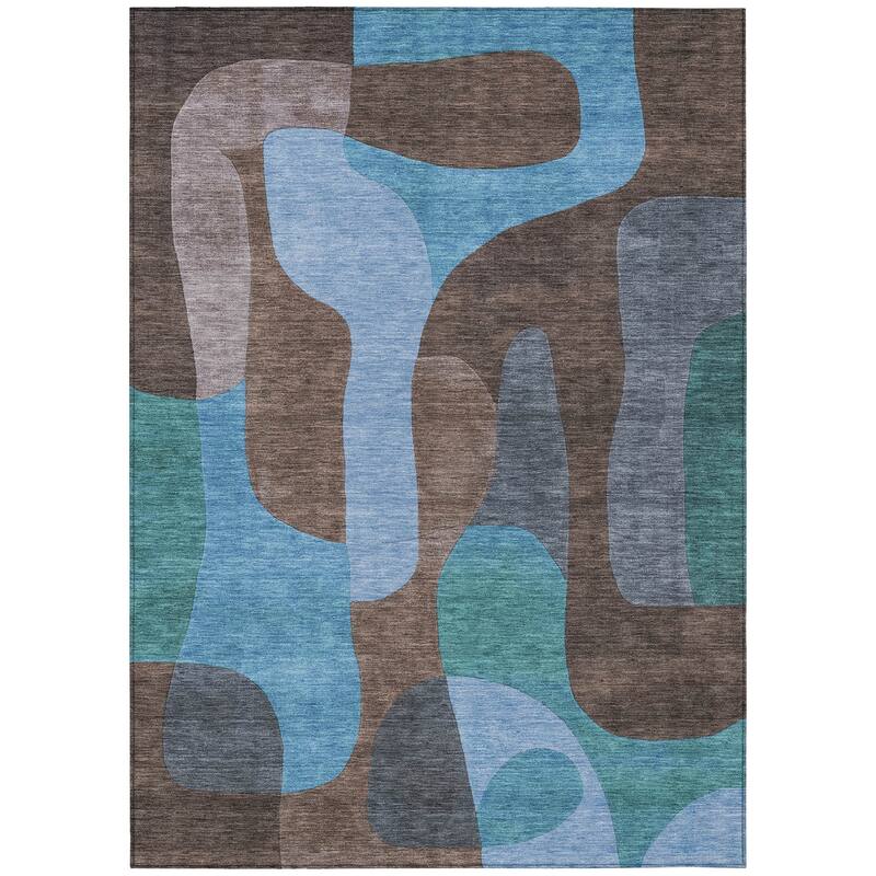 HomeRoots Abstract Transitional Rectangle Outdoor Rug