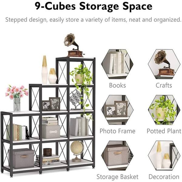 Shop Corner Bookshelf 9 Cubes Stepped Etagere Bookcase Overstock