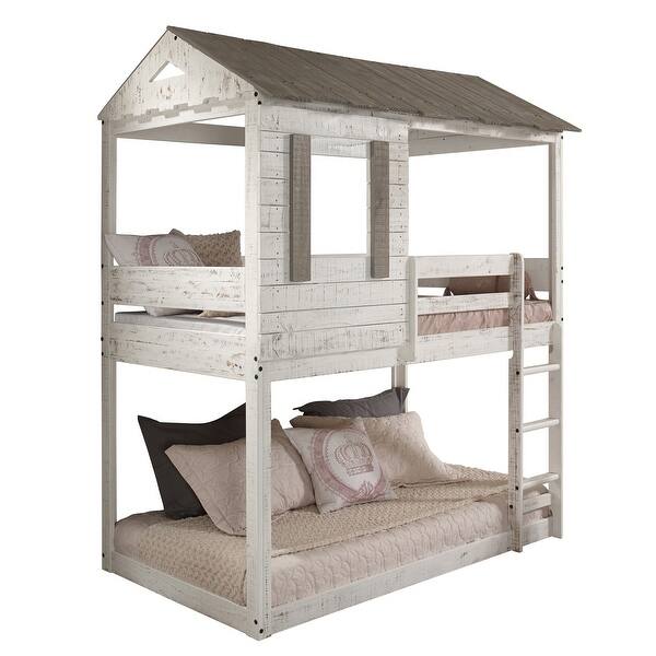 slide 2 of 10, Playhouse Design Twin Over Twin Bunk Bed Wood Bed