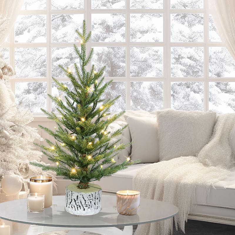 Puleo International 2' Pre-Lit Artificial Green Potted Arctic Fir Tree