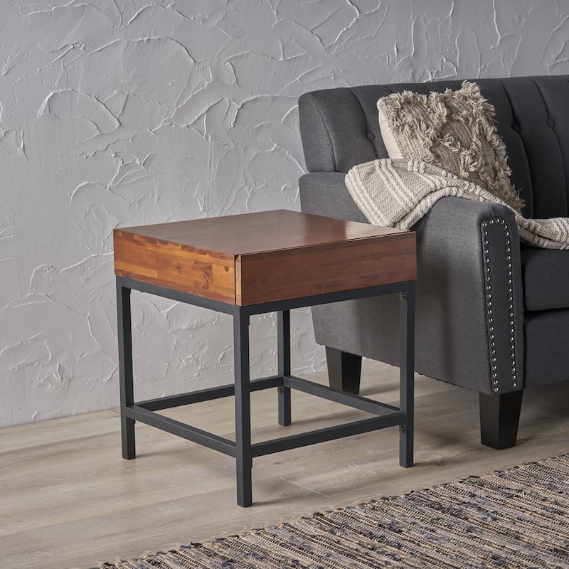 Ebany Industrial Wood Storage End Table by Christopher Knight Home