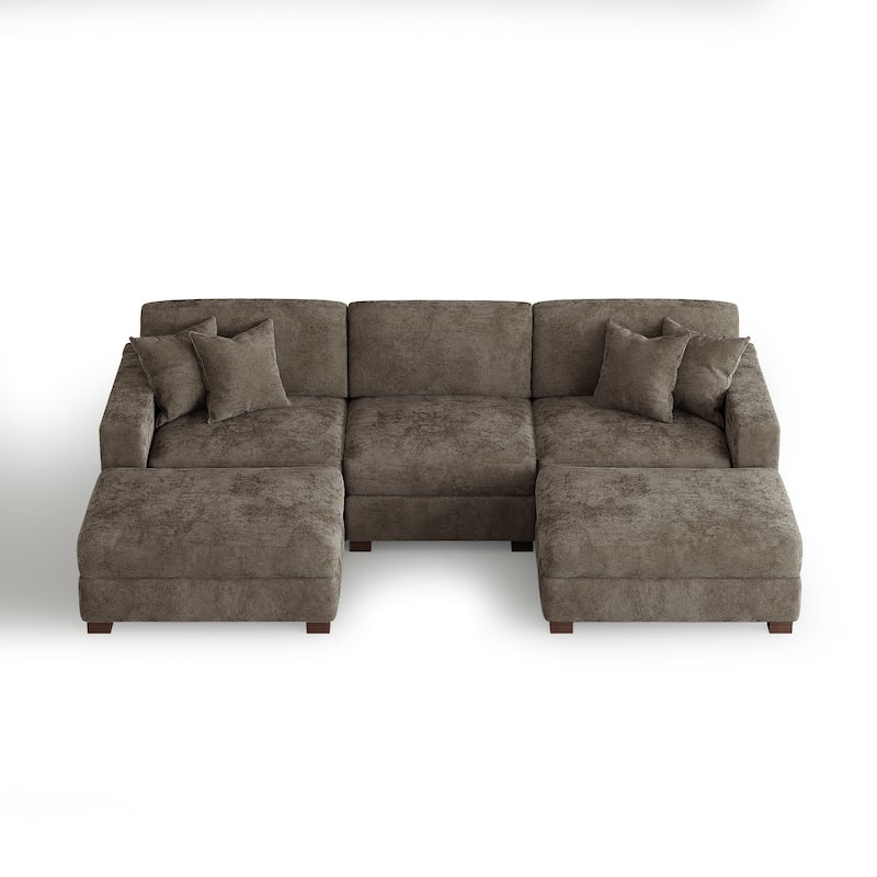 Modern Chenille Oversized Modular Sectional Sofa with 2 Ottoman