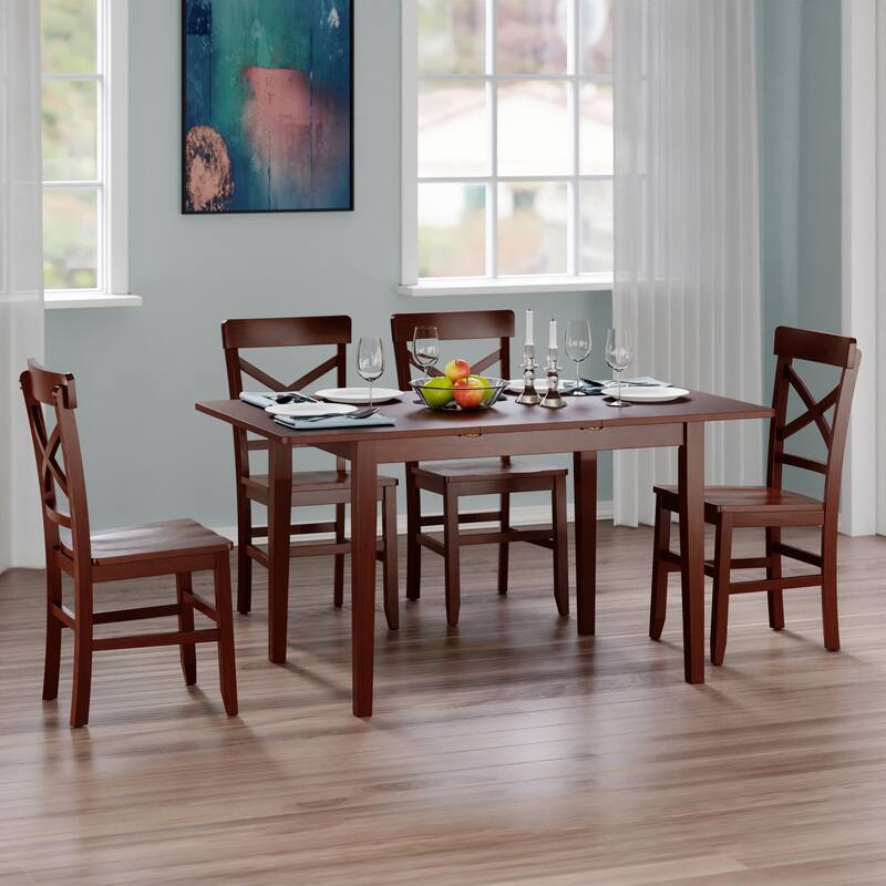 Darren 5-pc Set Dining Table w/X-Back Chairs Walnut Finish