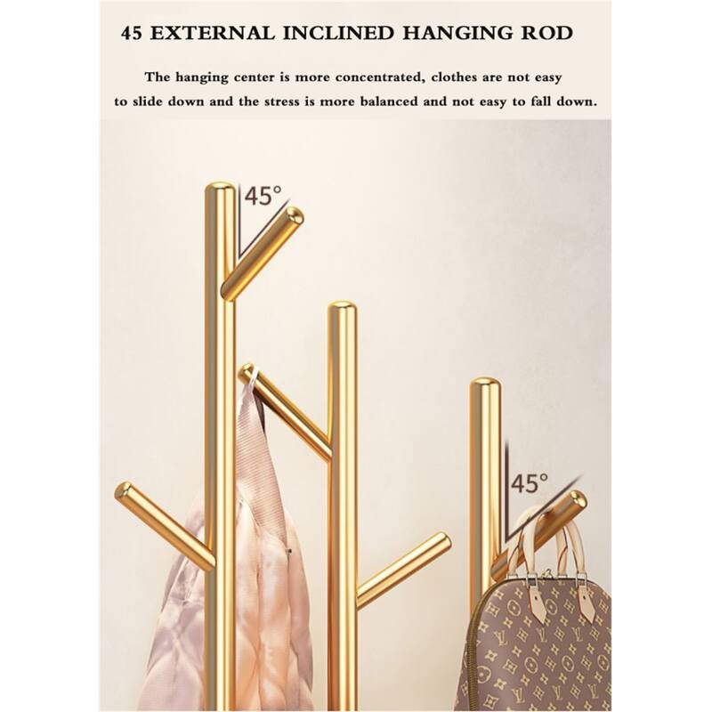 Freestanding 66.9 In Metal Coat Rack Stand with Marble Base