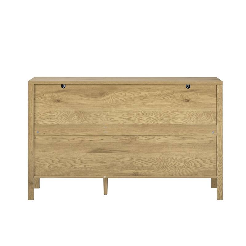 Modern Fluted 2-Door Sideboard with 3 Storage Drawers and Adjustable Hooks for Living Room,Entryway,Hallway