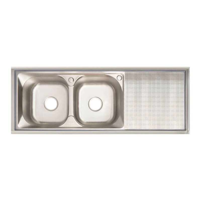 Free Standing StainlessSteel Double Bowl Commercial Kitchen Sink. On