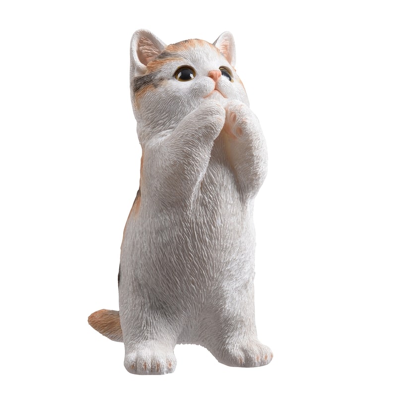Praying Calico Cat Kitten Outdoor Garden Statue - 6.75"