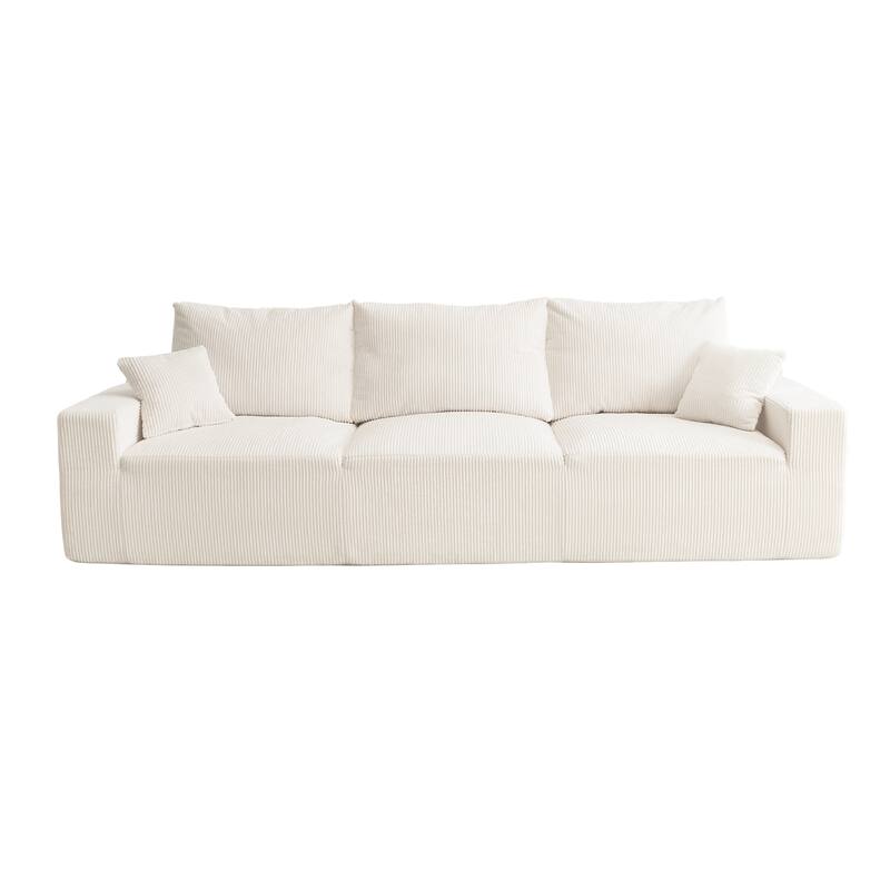 110" Corduroy 4-Seater Sofa,Slow-Recovery Foam (72hr Expansion, No Assembly Required)