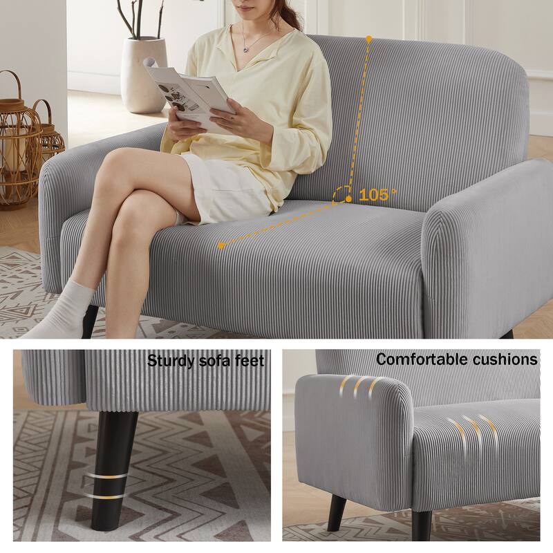 4 Pieces Corduroy Living Room Sets with Sofa, Ottoman and Loveseat