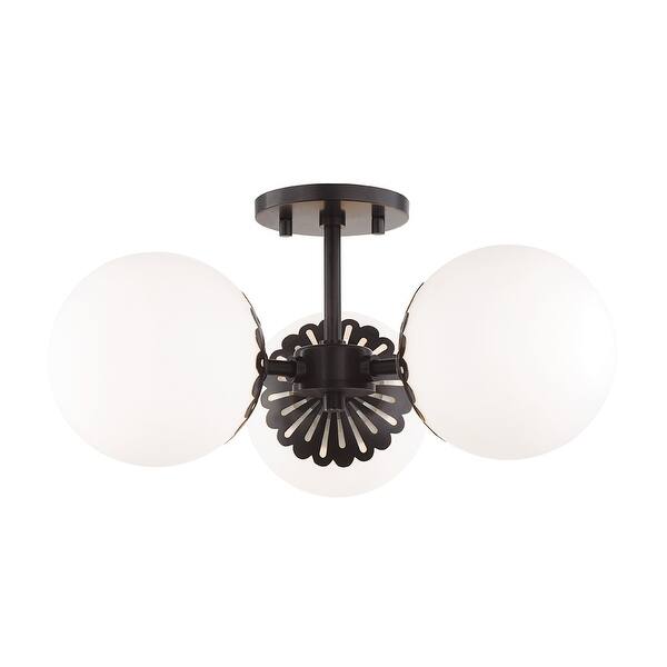 slide 1 of 1, Mitzi by Hudson Valley Paige 3-light Old Bronze Semi Flush, Opal Glossy Glass