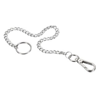 Flat Key Chain with Keyring Clasp Stainless Steel Belt Loop, Silver ...