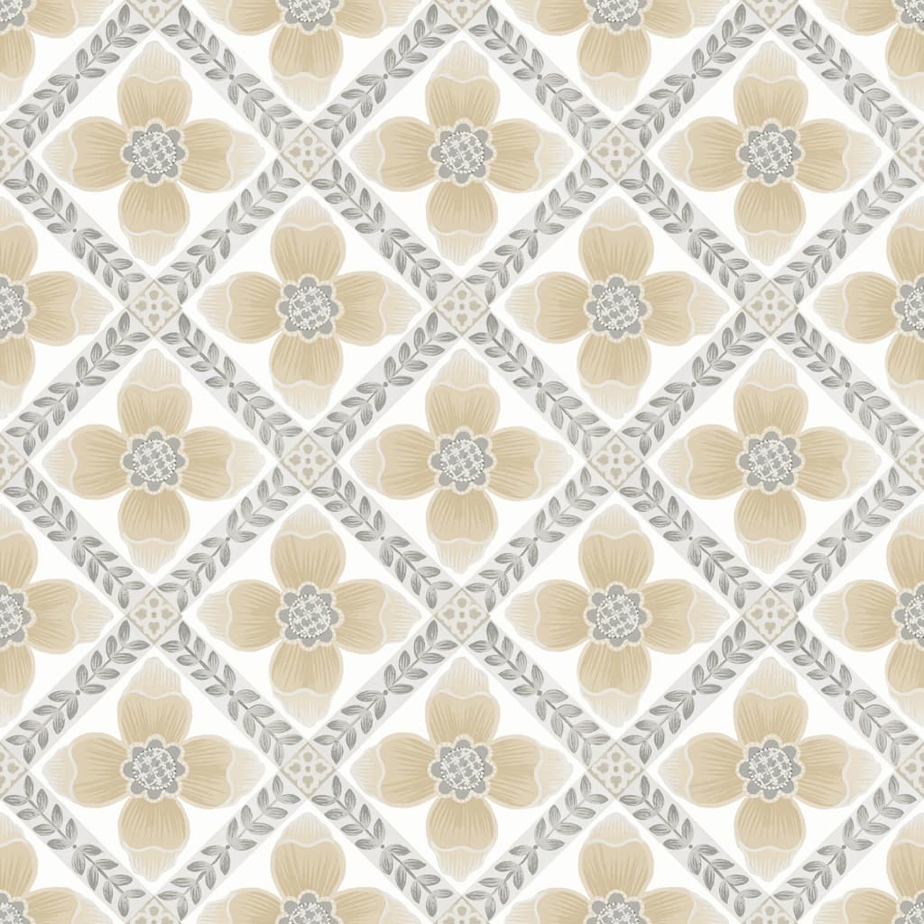 Mimi Neutral Quilted Floral Peel and Stick Wallpaper