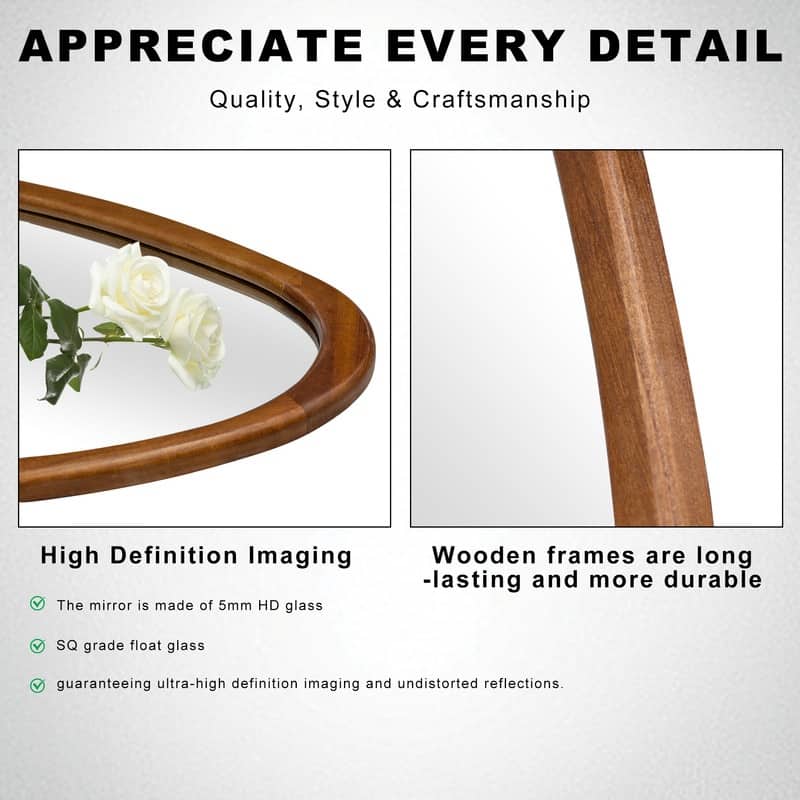 Irregular Mirror Asymmetrical Wood Wall Mirror