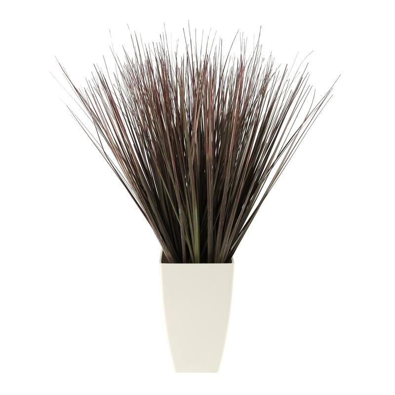 Green Faux Foliage Onion Grass Artificial Plant with White Plastic Pot