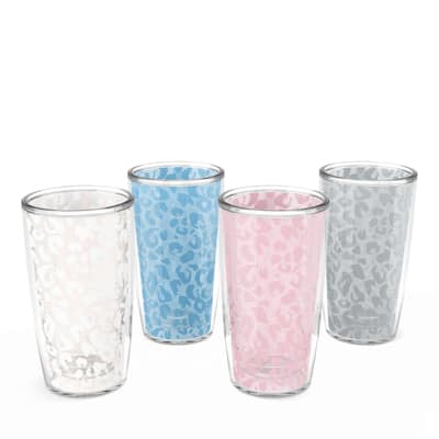 Tervis Leopard Frost Animal Print Collection Made in USA Double Walled Insulated Travel Tumbler, Assorted - 16oz - 4pk - Classic