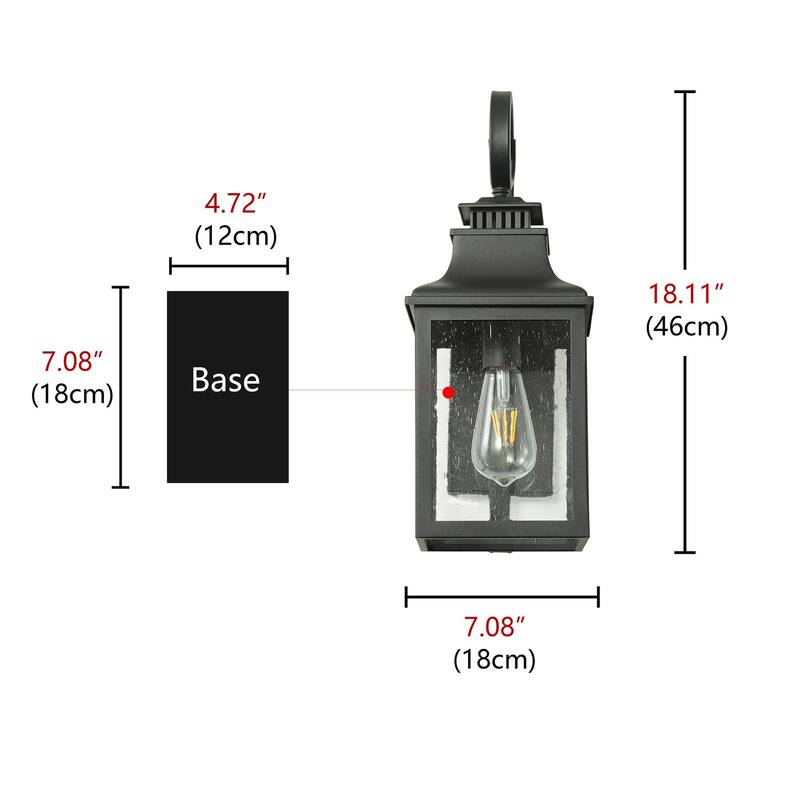 Modern 1-Light Black Finish Dusk To Dawn Sensor Outdoor Wall Sconce