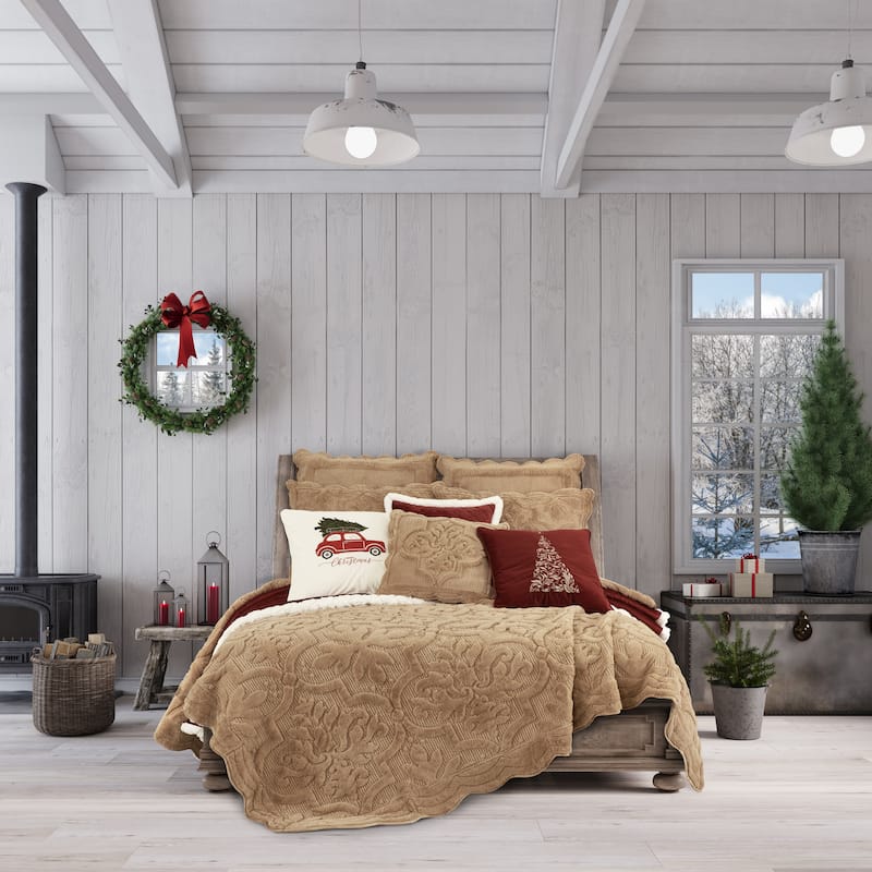 Teigen - Gold 18" Square Quilted Decorative Throw Pillow